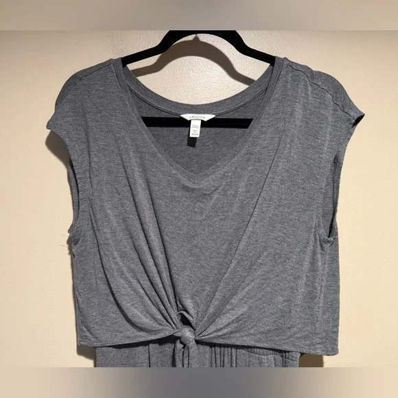 SOMA Jersey Knit Front Tie Maxi Dress Gray Pockets Sz medium - Picture 9 of 10